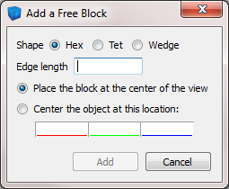 the Add a Free Block dialog