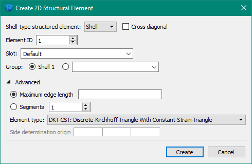 create 2d sel dialog